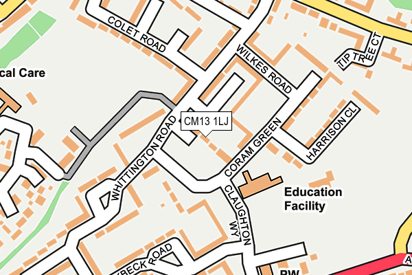 CM13 1LJ map - OS OpenMap – Local (Ordnance Survey)