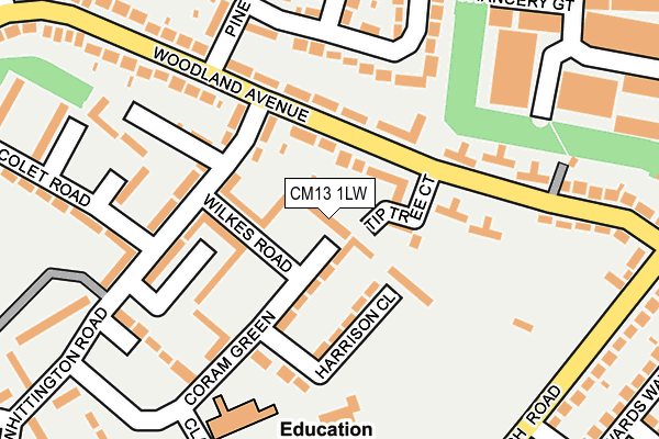 CM13 1LW map - OS OpenMap – Local (Ordnance Survey)