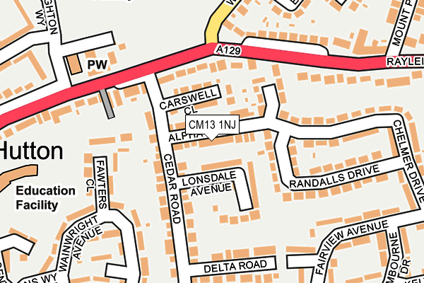 CM13 1NJ map - OS OpenMap – Local (Ordnance Survey)