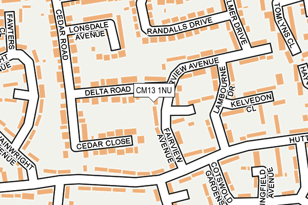 CM13 1NU map - OS OpenMap – Local (Ordnance Survey)