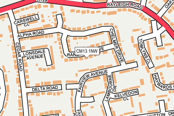 CM13 1NW map - OS OpenMap – Local (Ordnance Survey)