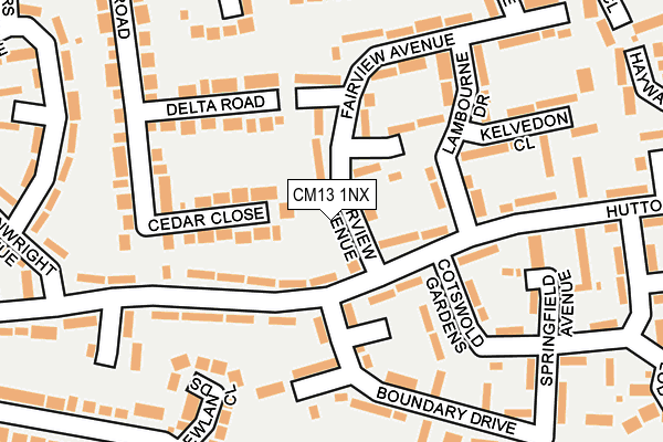 CM13 1NX map - OS OpenMap – Local (Ordnance Survey)