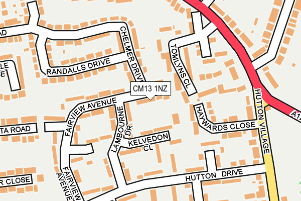 CM13 1NZ map - OS OpenMap – Local (Ordnance Survey)