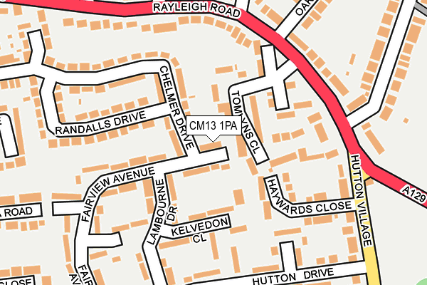 CM13 1PA map - OS OpenMap – Local (Ordnance Survey)
