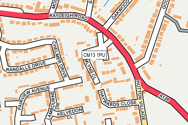 CM13 1PU map - OS OpenMap – Local (Ordnance Survey)