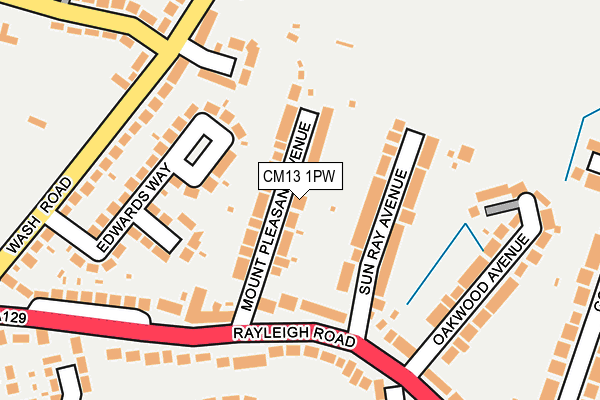 CM13 1PW map - OS OpenMap – Local (Ordnance Survey)