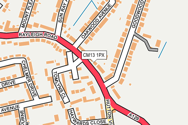 CM13 1PX map - OS OpenMap – Local (Ordnance Survey)