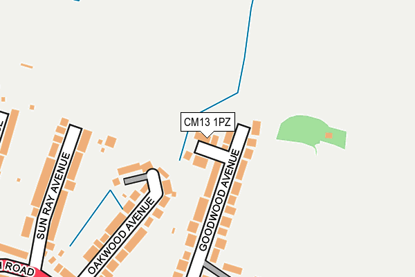 CM13 1PZ map - OS OpenMap – Local (Ordnance Survey)