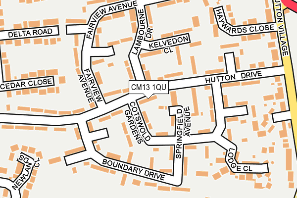 CM13 1QU map - OS OpenMap – Local (Ordnance Survey)