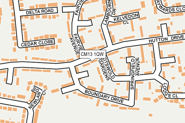 CM13 1QW map - OS OpenMap – Local (Ordnance Survey)