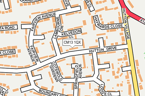 CM13 1QX map - OS OpenMap – Local (Ordnance Survey)