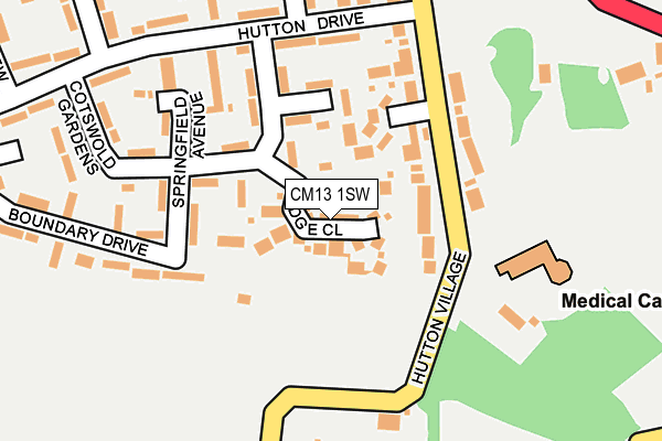 CM13 1SW map - OS OpenMap – Local (Ordnance Survey)