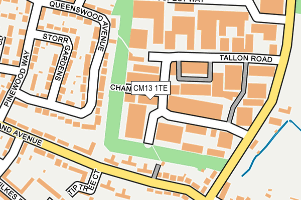 CM13 1TE map - OS OpenMap – Local (Ordnance Survey)