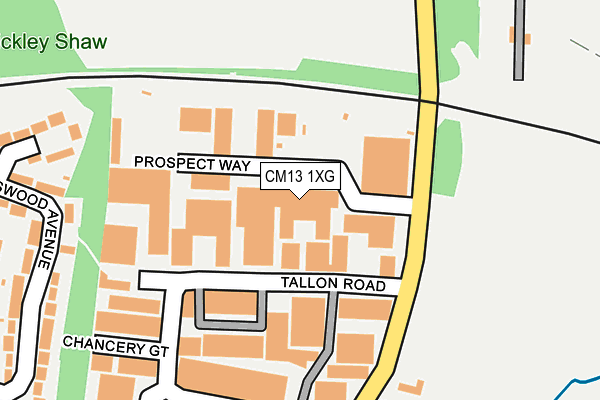 CM13 1XG map - OS OpenMap – Local (Ordnance Survey)