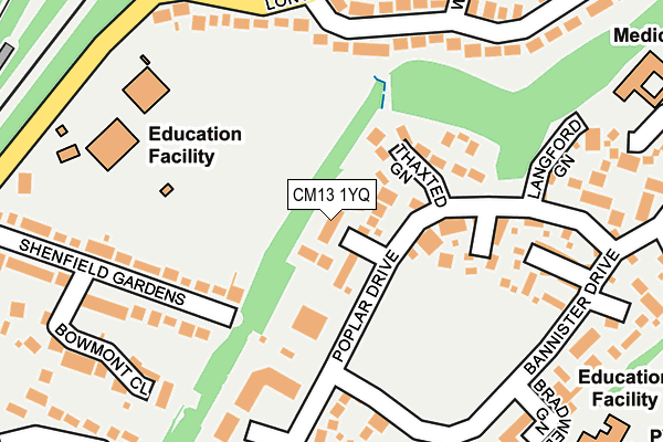 CM13 1YQ map - OS OpenMap – Local (Ordnance Survey)