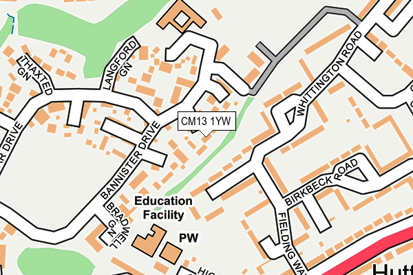 CM13 1YW map - OS OpenMap – Local (Ordnance Survey)