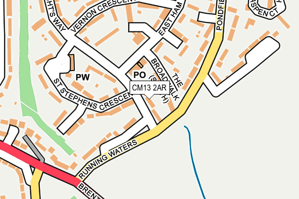 CM13 2AR map - OS OpenMap – Local (Ordnance Survey)