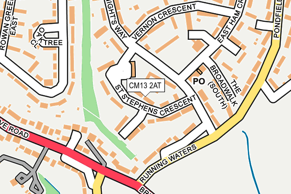 CM13 2AT map - OS OpenMap – Local (Ordnance Survey)