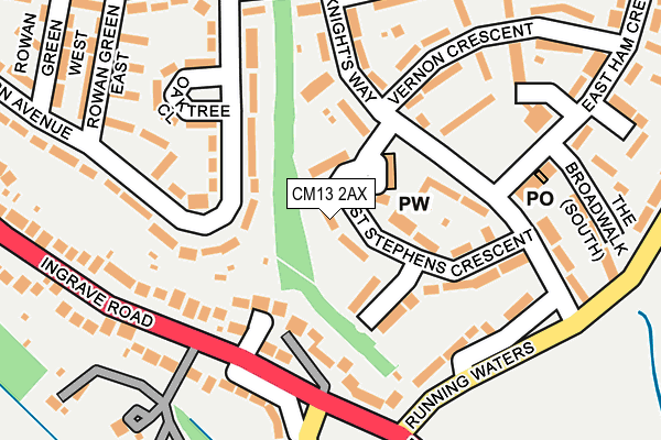 CM13 2AX map - OS OpenMap – Local (Ordnance Survey)