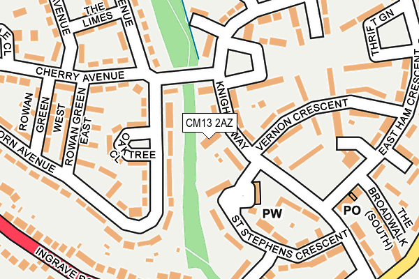 CM13 2AZ map - OS OpenMap – Local (Ordnance Survey)