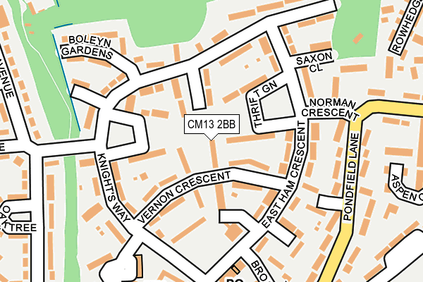CM13 2BB map - OS OpenMap – Local (Ordnance Survey)