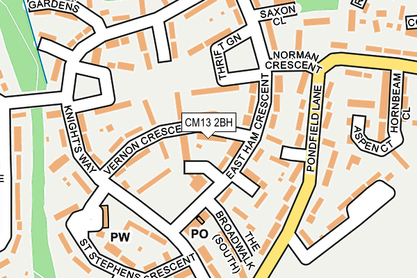 CM13 2BH map - OS OpenMap – Local (Ordnance Survey)