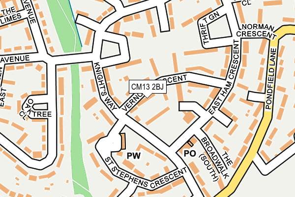CM13 2BJ map - OS OpenMap – Local (Ordnance Survey)