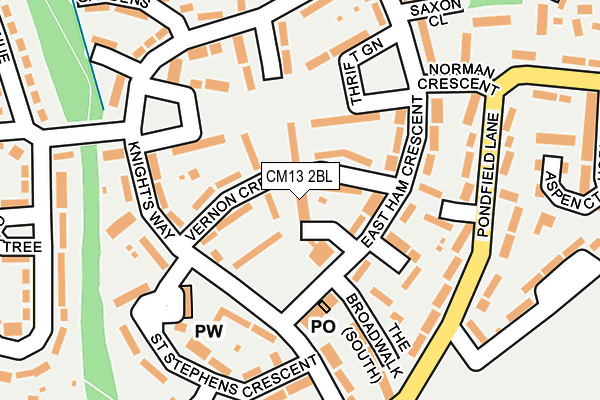 CM13 2BL map - OS OpenMap – Local (Ordnance Survey)