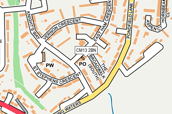 CM13 2BN map - OS OpenMap – Local (Ordnance Survey)