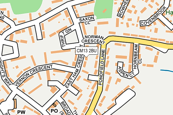 CM13 2BU map - OS OpenMap – Local (Ordnance Survey)