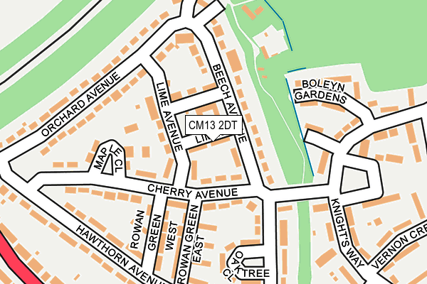 CM13 2DT map - OS OpenMap – Local (Ordnance Survey)