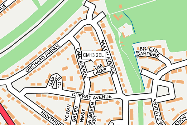 CM13 2EL map - OS OpenMap – Local (Ordnance Survey)