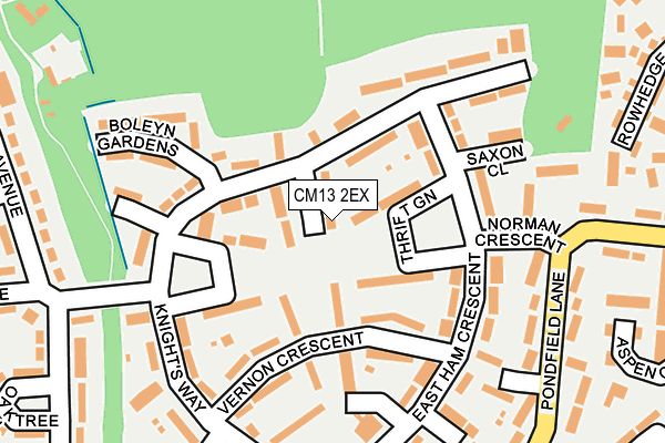 CM13 2EX map - OS OpenMap – Local (Ordnance Survey)