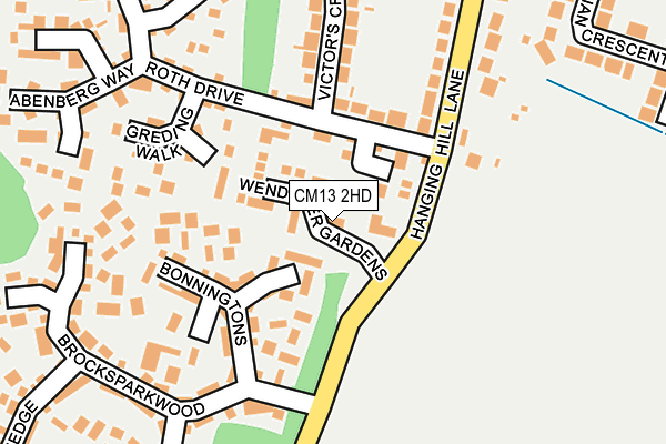 CM13 2HD map - OS OpenMap – Local (Ordnance Survey)