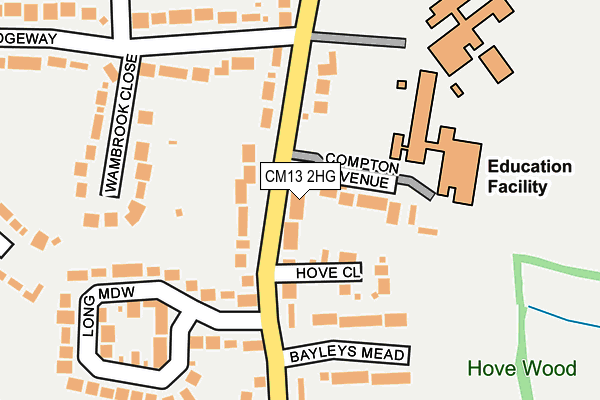 CM13 2HG map - OS OpenMap – Local (Ordnance Survey)