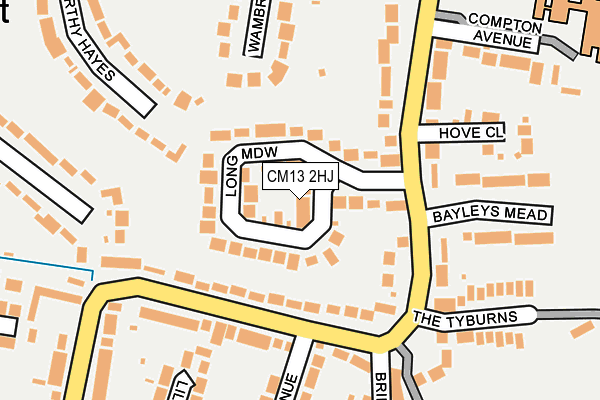 CM13 2HJ map - OS OpenMap – Local (Ordnance Survey)