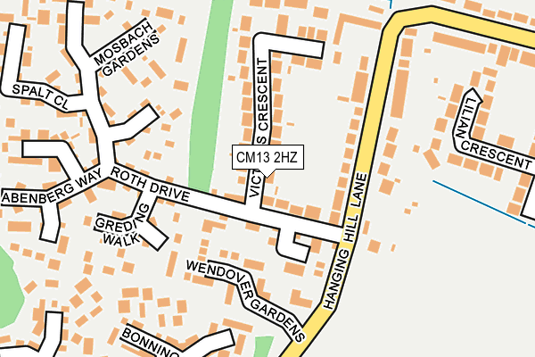 CM13 2HZ map - OS OpenMap – Local (Ordnance Survey)