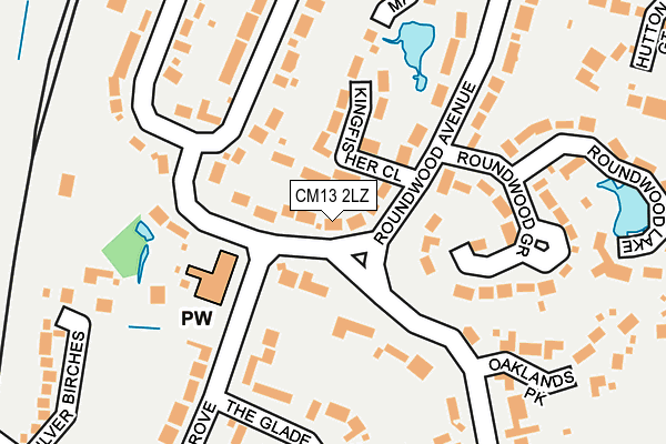 CM13 2LZ map - OS OpenMap – Local (Ordnance Survey)