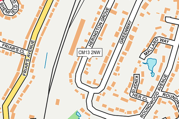 CM13 2NW map - OS OpenMap – Local (Ordnance Survey)