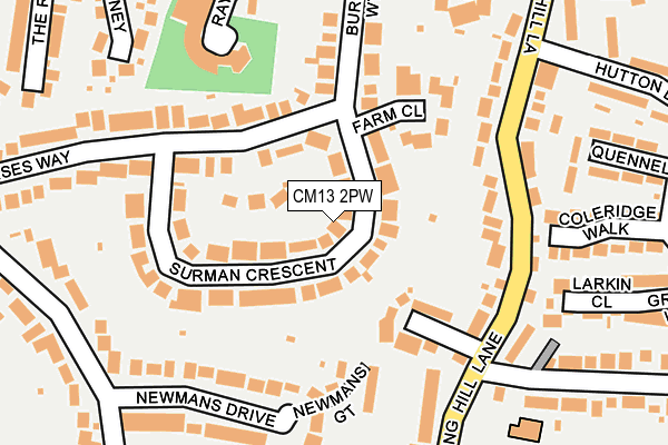 CM13 2PW map - OS OpenMap – Local (Ordnance Survey)