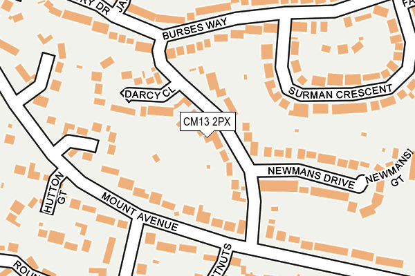 CM13 2PX map - OS OpenMap – Local (Ordnance Survey)