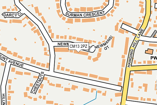 CM13 2PZ map - OS OpenMap – Local (Ordnance Survey)
