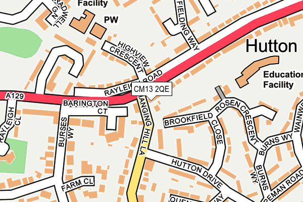 CM13 2QE map - OS OpenMap – Local (Ordnance Survey)