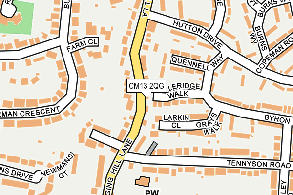 CM13 2QG map - OS OpenMap – Local (Ordnance Survey)