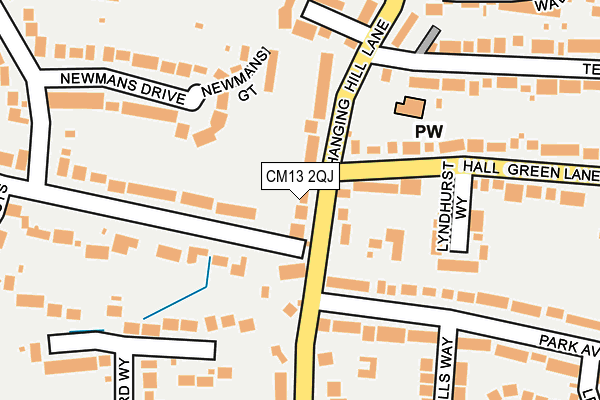 CM13 2QJ map - OS OpenMap – Local (Ordnance Survey)