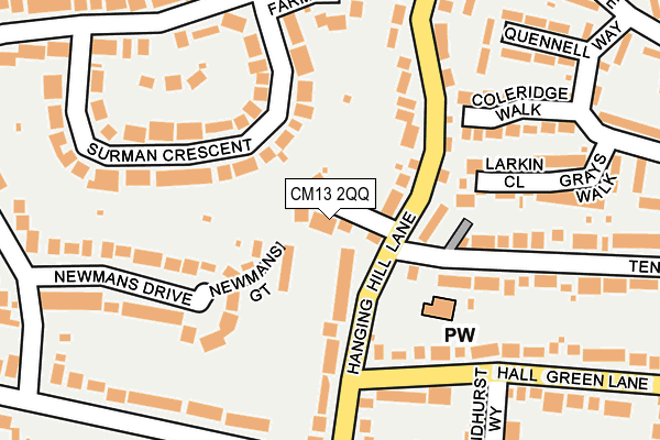 CM13 2QQ map - OS OpenMap – Local (Ordnance Survey)