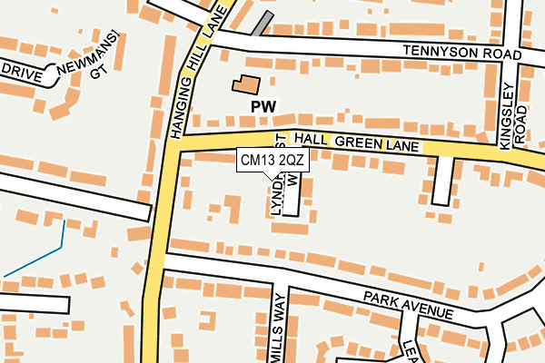 CM13 2QZ map - OS OpenMap – Local (Ordnance Survey)