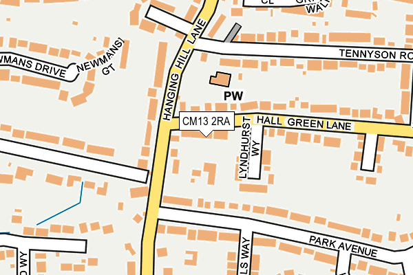 CM13 2RA map - OS OpenMap – Local (Ordnance Survey)