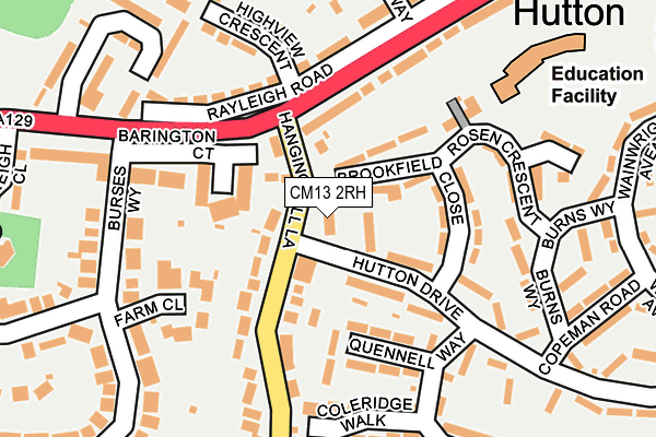 CM13 2RH map - OS OpenMap – Local (Ordnance Survey)