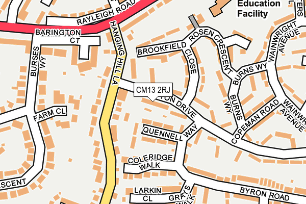 CM13 2RJ map - OS OpenMap – Local (Ordnance Survey)